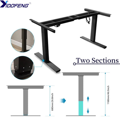 Black or White Electric Stand Up Desk Two/Three Sections Electric Dual Motor Height Adjustable Table Lifting Desk Frame
