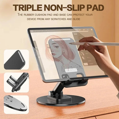 Universal Phone Stand for Desk 360 °   Rotating Multi-Angle Non-Slip Metal Base Foldable Holder for iPhone 13/14/15 pro Xiaomi S