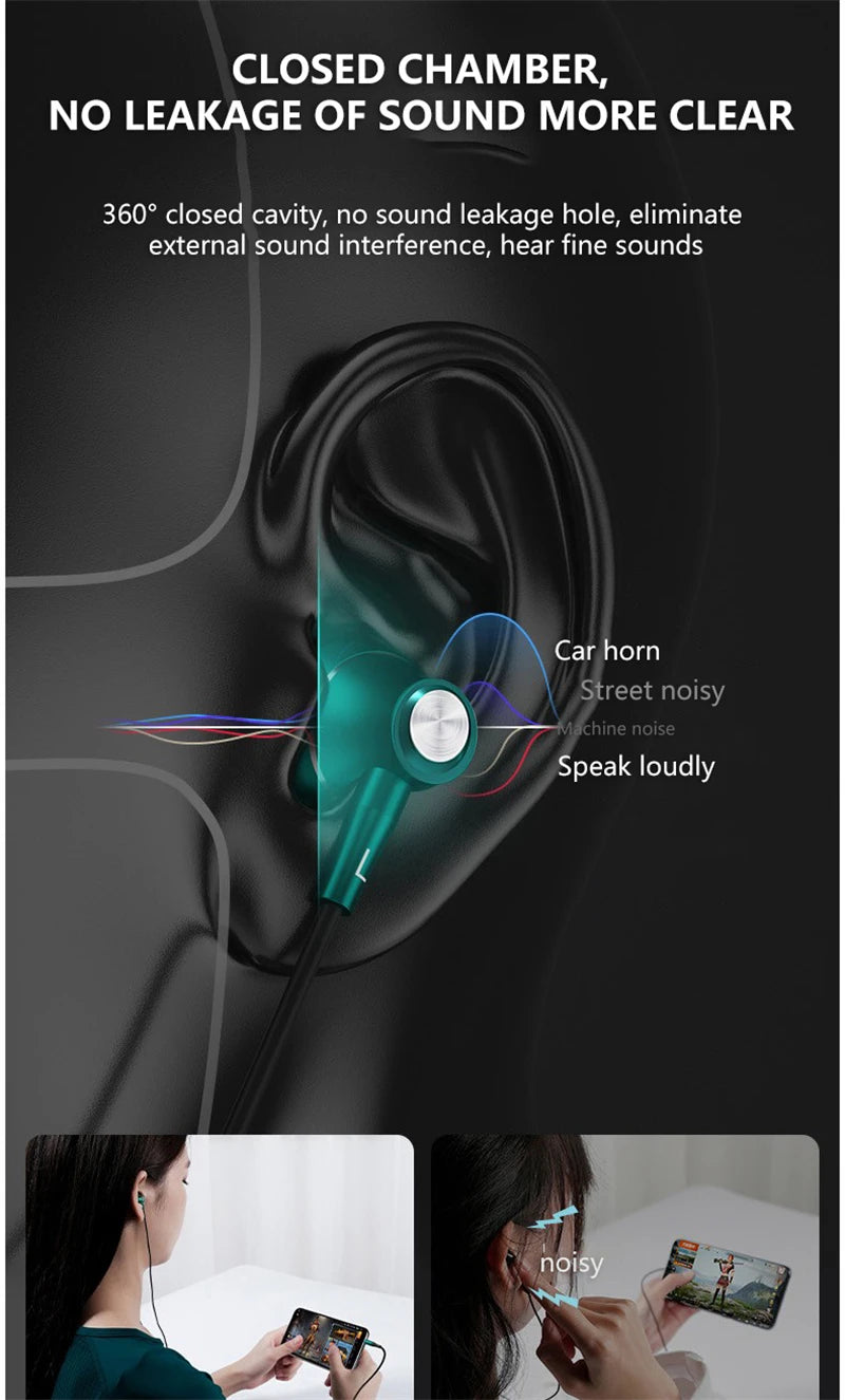 Wired Headphones In Ear Headset Wired Earphone With Microphone Bass HiFi Stereo 3.5mm Earbuds Sports In-line Control For Phones