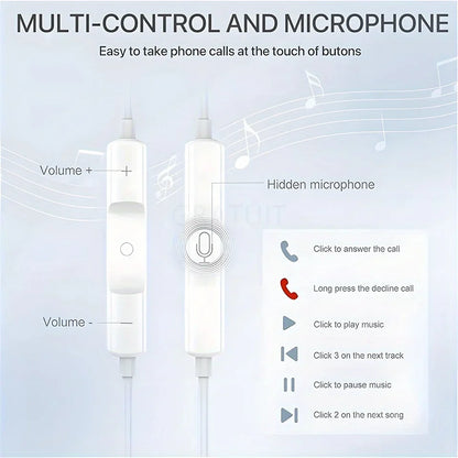 Wired Headphones With Microphone,  For IPhone, IPod, IPad, Lightweight Headphones With Volume Control 6.35mm Headphone Jack