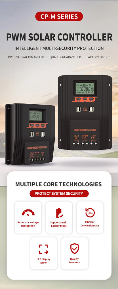 Solar Charger Controller 100A 80A 60A Solar Panel Regulator LCD Display Various Load Control Modes Support GEL Li-ion