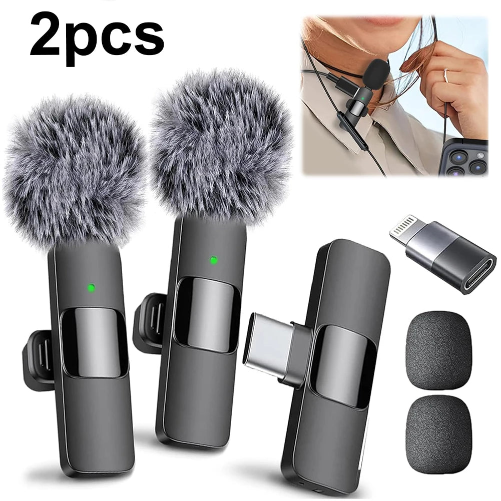 Video Record Microphone Noise Canceling Mini Microphone System 2.4G Intelligent Microphone for iPhone Computer Tablet Camera