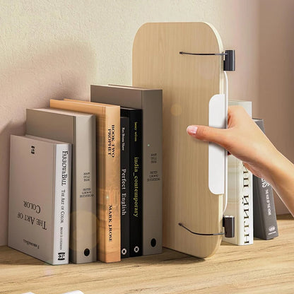 Desktop Book Stand for Reading with 360° Rotating Base Wooden Panel & Page Clips Foldable and Angle for Reading Book Holder