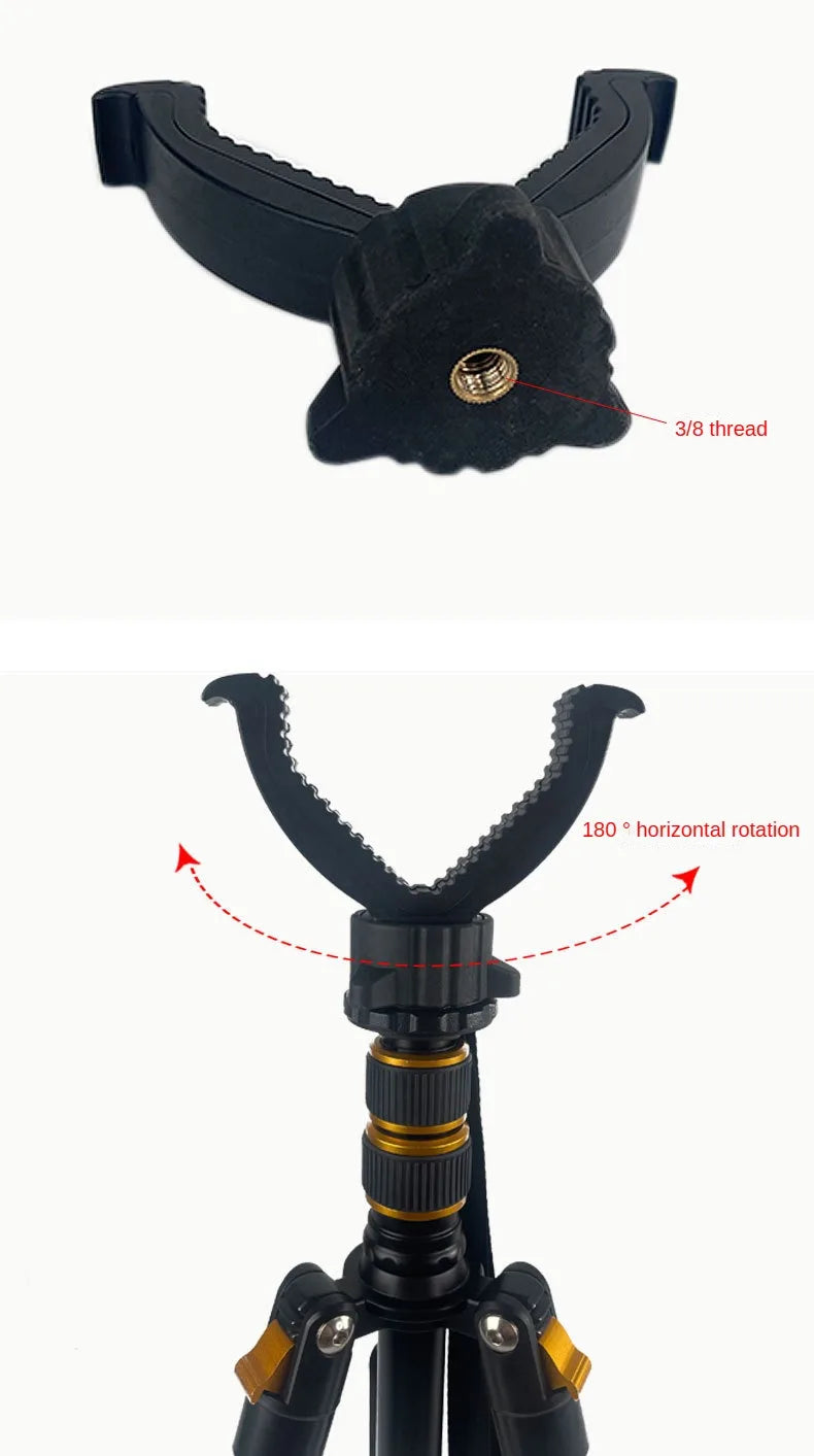 Aluminum Portable Outdoor Tripod Universal Retractable Quick-release Tripod Hunting Camping Bracket w/ V-shaped Head Accessories