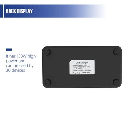 30-port USB charging station, smart current distribution, protect your device