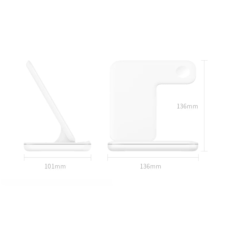 Wireless Charger Stand 3in1 Fast Charging With Led Lamp For iWatch 10 9 8 7 6 5 iPhone 16 15 14 13 12 11 X Airpods 4 3 Pro