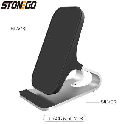 Wireless Charger Mount 10W 7.5W 5W Qi Fast Charging Pad 2 Coils Case Friendly Anti Slip Rubber Type C Input