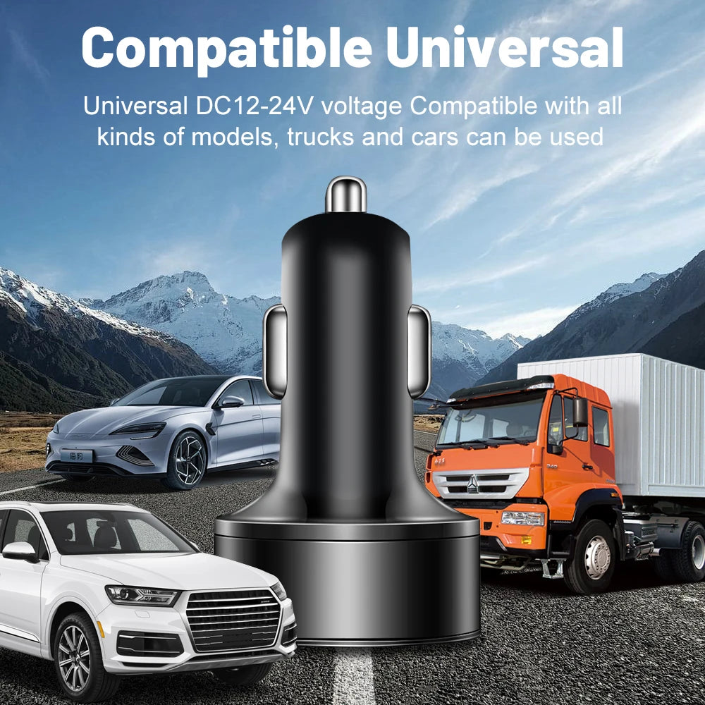 Car Charger 100W Support Super Fast Charging 5 in 1 Multi-port Voltage Car with Vehicle Digital Display Mobile Car Phone Adapter