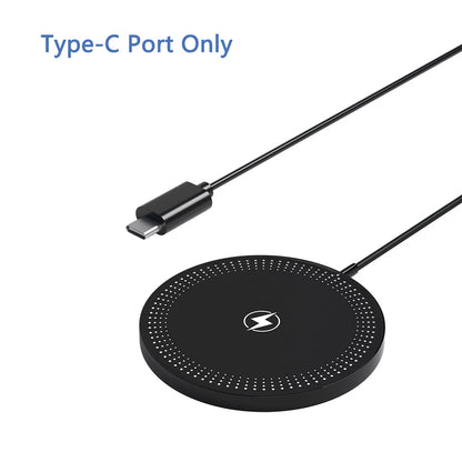 Wireless Charger 15W Compact And Convenient Black For Iphone 15/14/13/12/11/Pro/Max/Se 2020/Xs/Xr/X/8 Plus