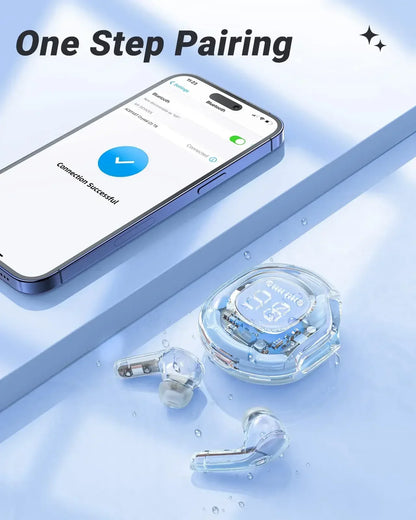 Bluetooth Earbuds Transparent with LED Digital Display Wireless In-Ear Earphone for Xiaomi Huawei iPhone Headphone