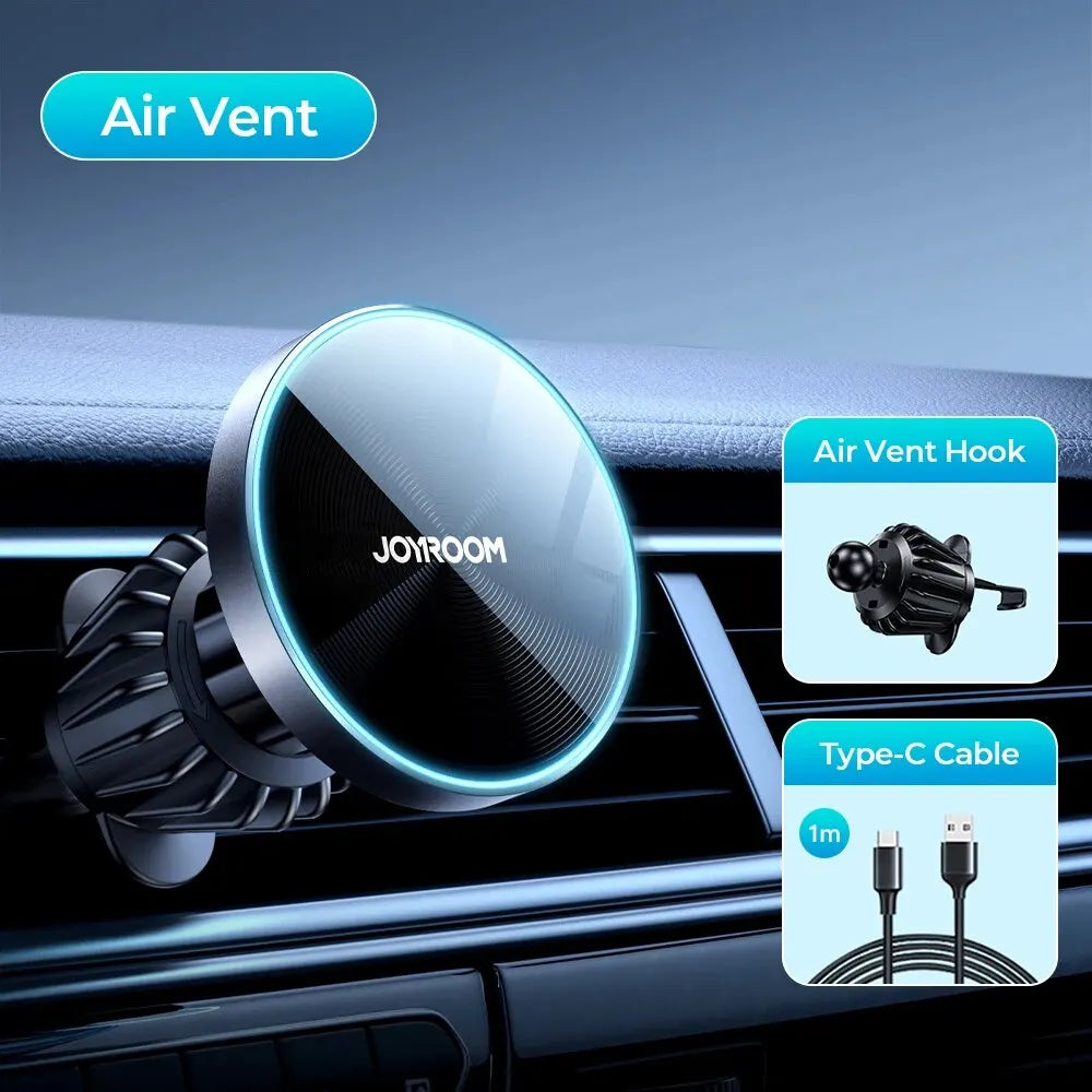 Joyroom Magnetic Car Phone Mount Wireless Fast Car Charger for iPhone Holder 15W Magnetic Car Phone Holder Mount Wireless