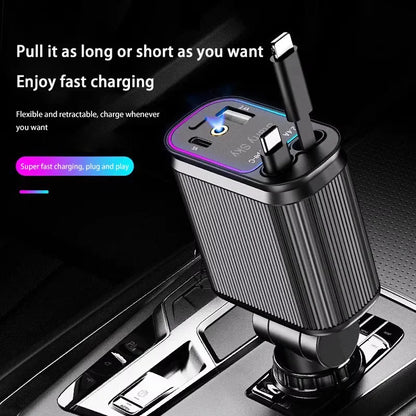 Car Charger Super Fast Charger 120W Retractable Cable Purple Starry