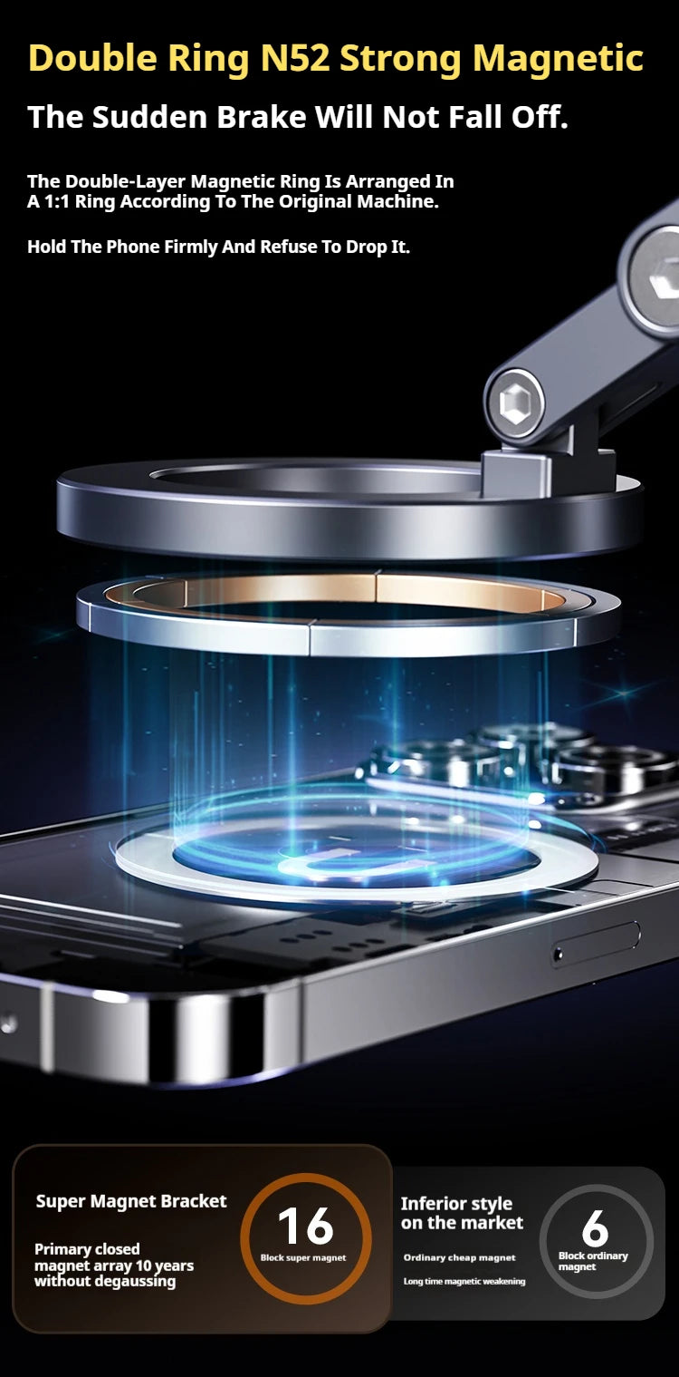 Magnetic Phone Holder Rotating Folding Electric Vacuum Suction Mag Stand For Car Navigation Gym Kitchen Streaming Bracket