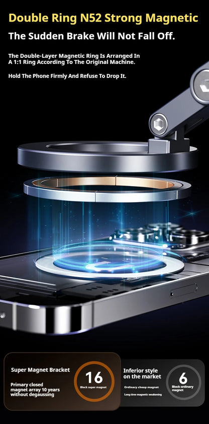 Magnetic Phone Holder Rotating Folding Electric Vacuum Suction Mag Stand For Car Navigation Gym Kitchen Streaming Bracket