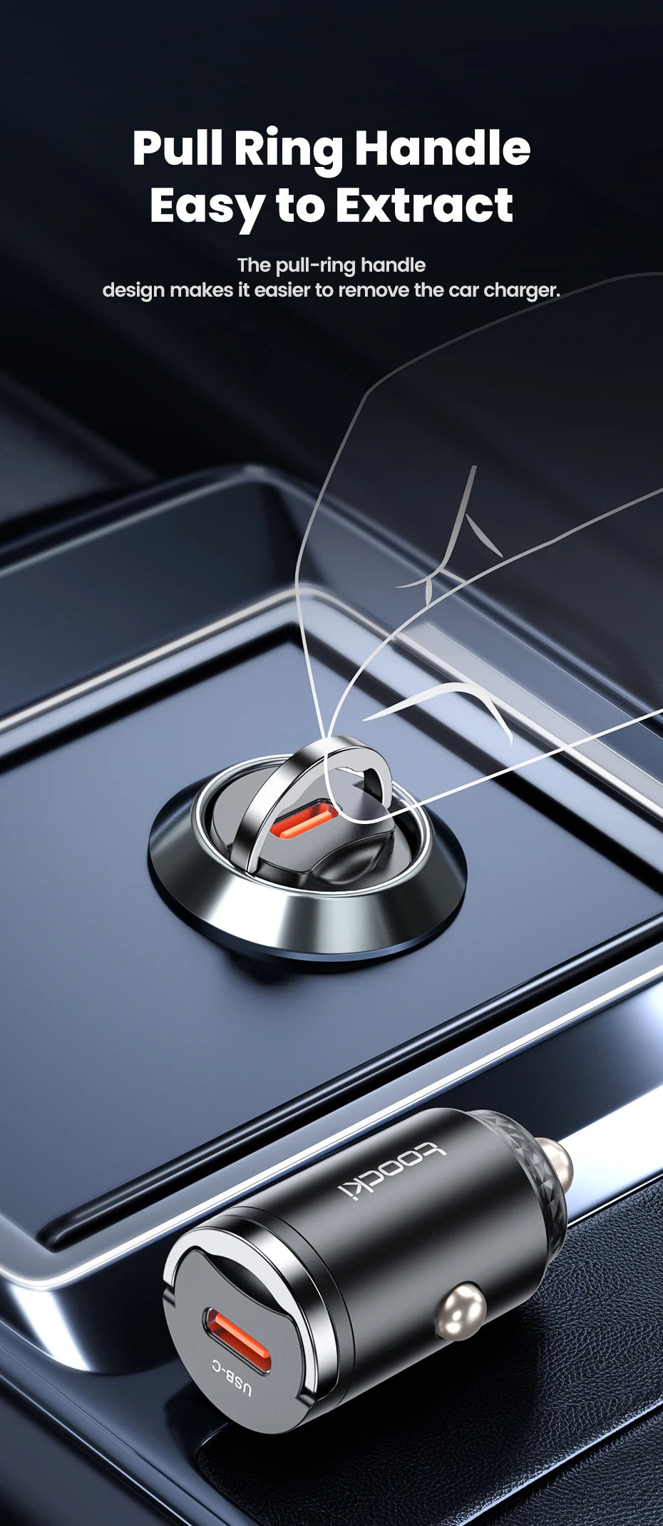 45W Dual USB A Type C Car Charger Metal Auto PD Charger Adapter Fast Charging USB C Charger For CellPhone in Car For iPhone 13