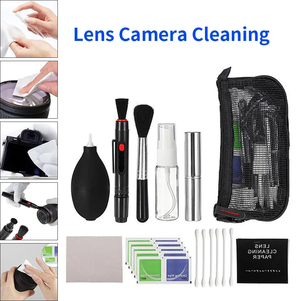 Camera Lens Cleaning Kit Professional Scratch Free Electronics Cleaning Tool Set with Air Blower Cleaning Brush Wipes Tweezers