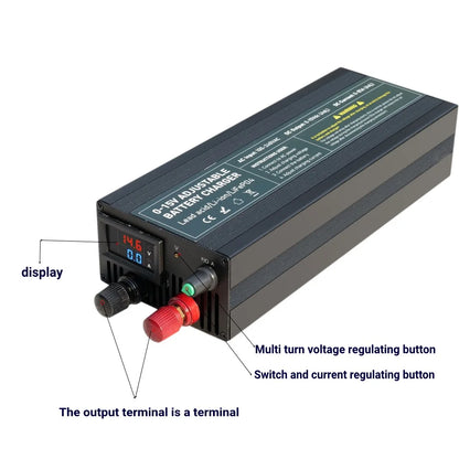 Solar System Charger 12V 60A Lifepo4/Lithium Battery Power Adapter 60A 12.8V Adjustable Current/Voltage Battery Accessories