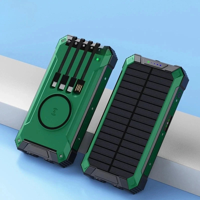 Solar Power Bank Wireless 200000mAh Large Capacity Fast Charging External Battery Outdoor Survival Emergency Equipment
