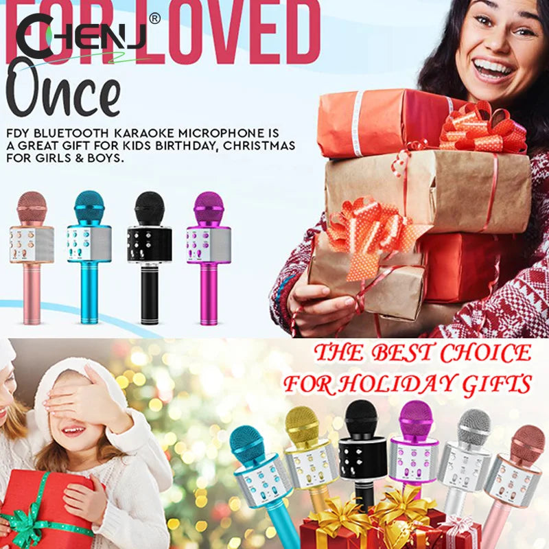 Microphone Karaoke Wireless For Cell Mobile Phone Do Singing Bluetooth Condenser Mikrofon Blutooth Smartphone Micro DJ Audio