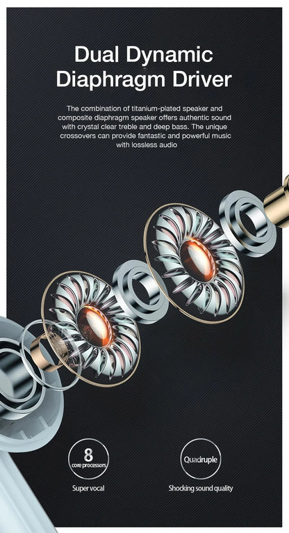 Bluetooth 5.3 True Wireless Earbuds with Charging Box Waterproof Earphone Volume Control Mini TWS Headphone Handsfree for Sports