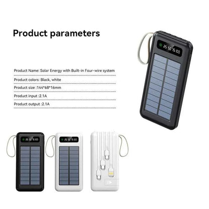 Solar Power Bank 50000mAh Fast Charging Dual USB LED