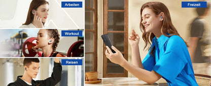 Wireless Earphones with Bluetooth 5.3, Quad-Mic Call Noise Reduction ENC, 50H Playtimes Wireless Earbuds Bluetooth Headphones