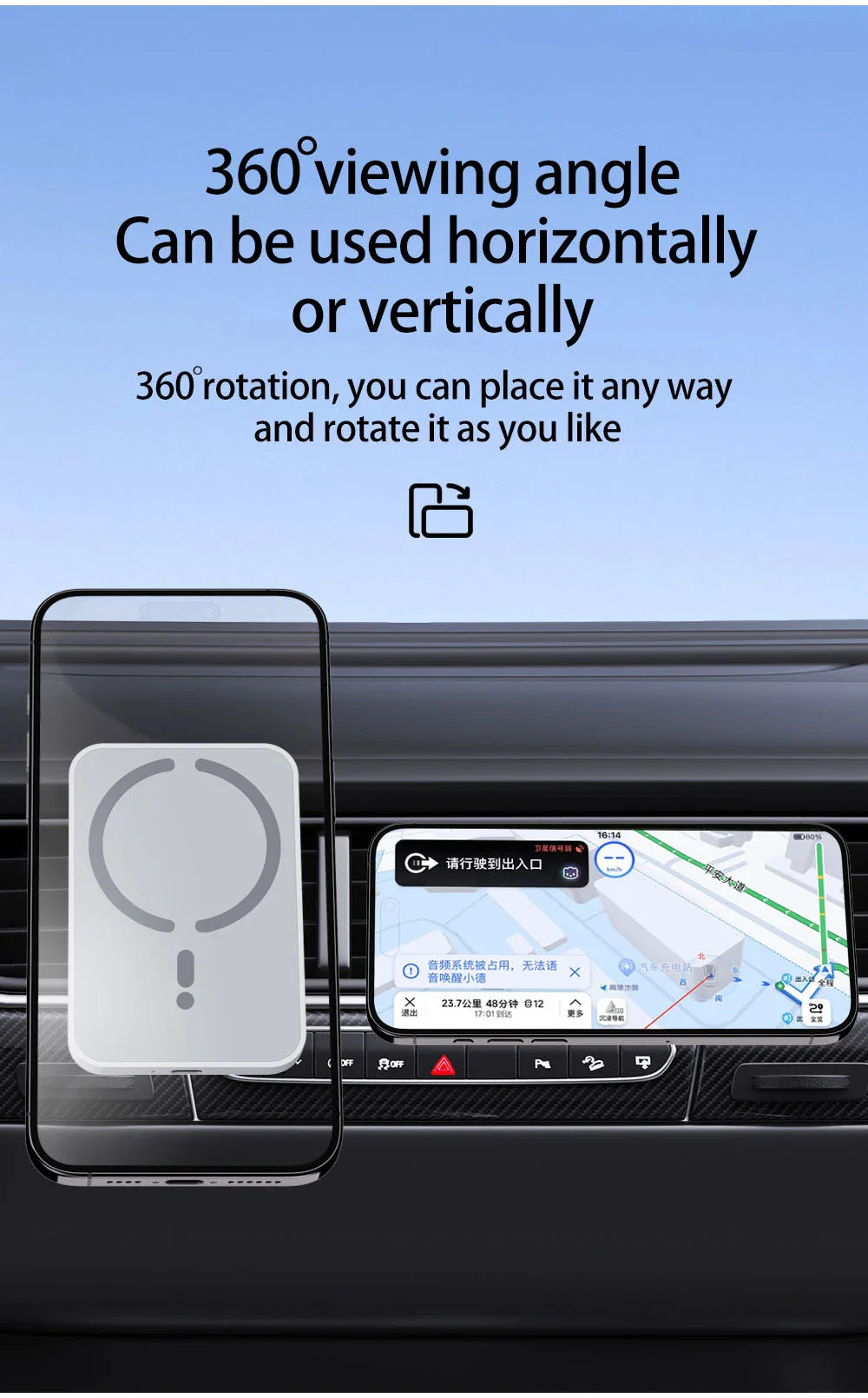 15W Magnetic Car Wireless Charger & Phone Holder - Smallenterprised 