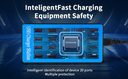 USB Charging Station 100W 20-Port Multi Device USB C Charger Features Charging Station for Multiple Devices Phone Watch Pad  A5+