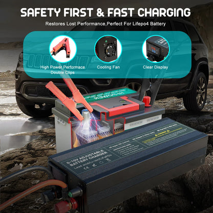 Solar System Charger 12V 60A Lifepo4/Lithium Battery Power Adapter 60A 12.8V Adjustable Current/Voltage Battery Accessories