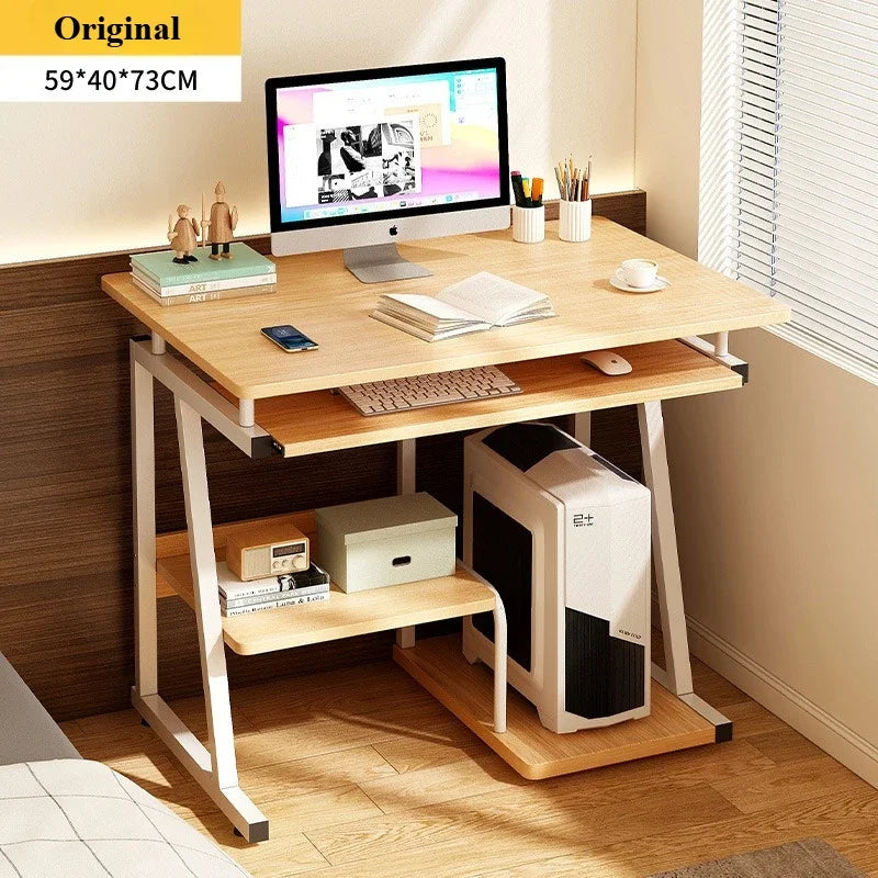Laptop Standing Desk Computer Desk for Small Spaces Writing Table with Stand Keyboard Tray Monitor Storage for Home Office Table