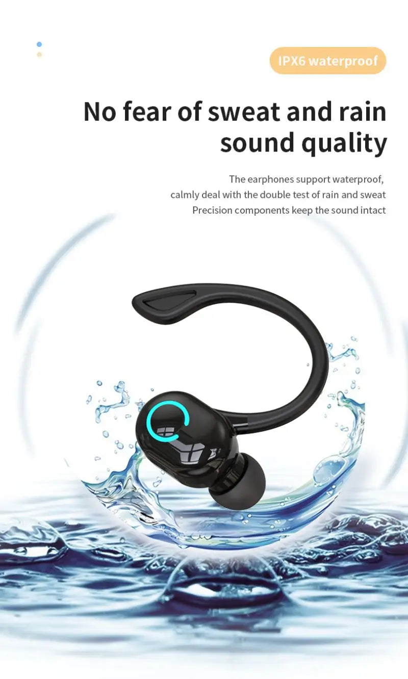 Bluetooth 5.2 Business Wireless Headphone Ear-Hook Mini HIFI Bass Noise Cancelling Earphone With Mic Earbud Sport Game Headset