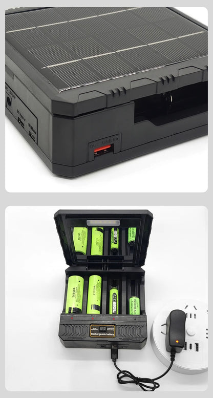 Solar Power Generation Solar Lithium Battery Smart Charger Type-C USB Four-Slot for 3.7V 18650/26650/21700/14500 Batteries