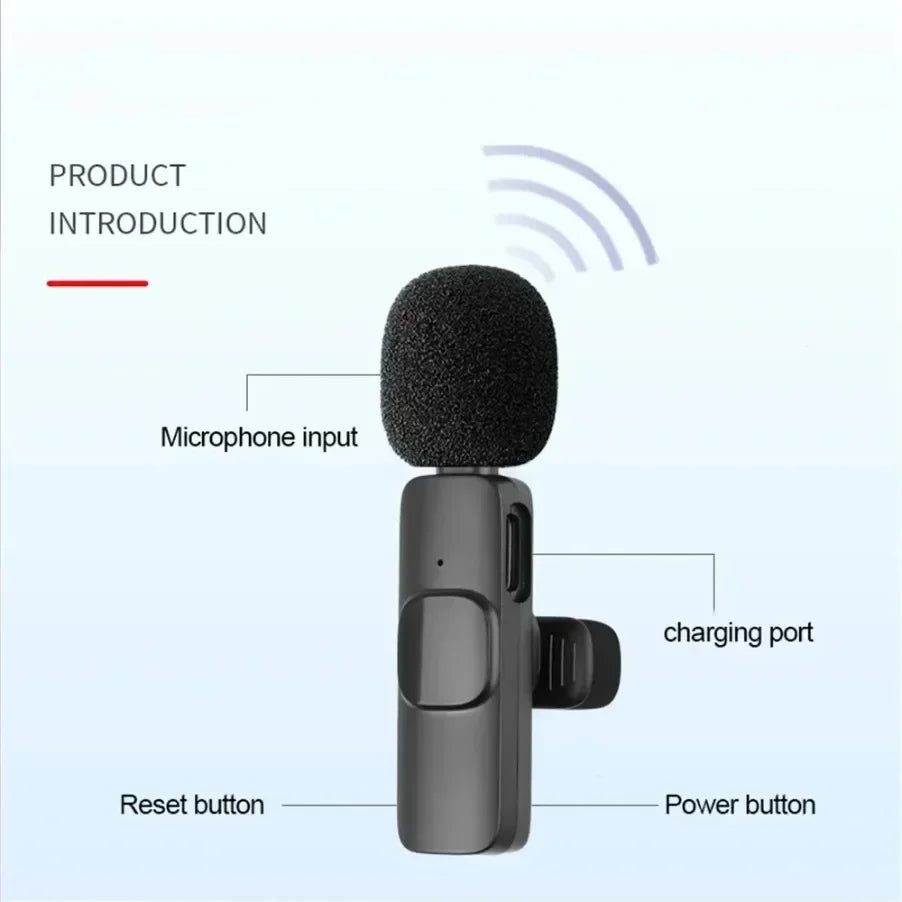 Portable Wireless Lavalier Microphone Audio Video Recording Mini Mic For iPhone Android Live Broadcast Gaming Phone With Receive