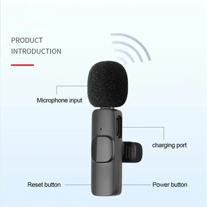 Portable Wireless Lavalier Microphone Audio Video Recording Mini Mic For iPhone Android Live Broadcast Gaming Phone With Receive