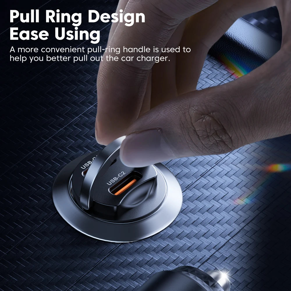 45W Dual USB A Type C Car Charger Metal Auto PD Charger Adapter Fast Charging USB C Charger For CellPhone in Car For iPhone 13