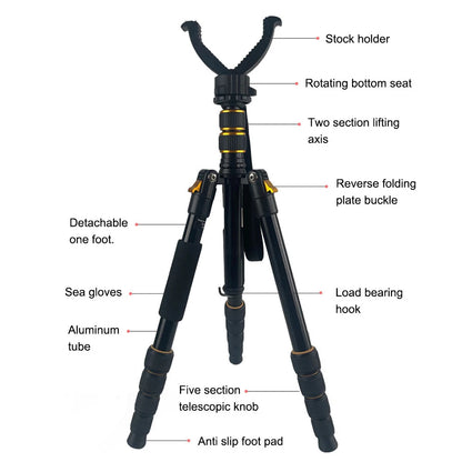 Aluminum Portable Outdoor Tripod Universal Retractable Quick-release Tripod Hunting Camping Bracket w/ V-shaped Head Accessories