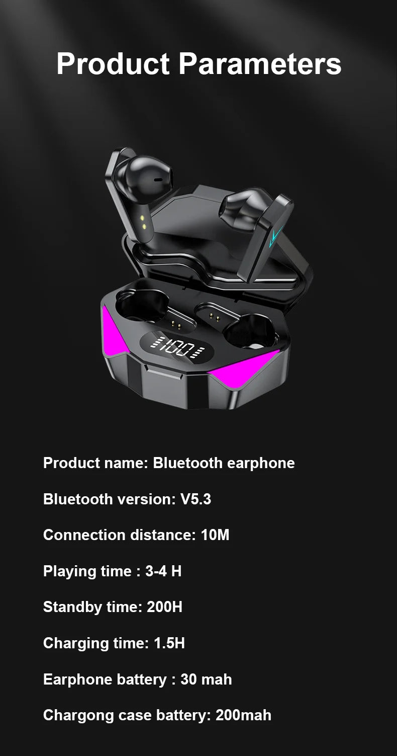 Bluetooth Earphones TWS Gaming Earbuds Wireless Headphones With Mic Bass Audio Sound 9D Stereo HiFi Headset For Xiaomi Lenovo
