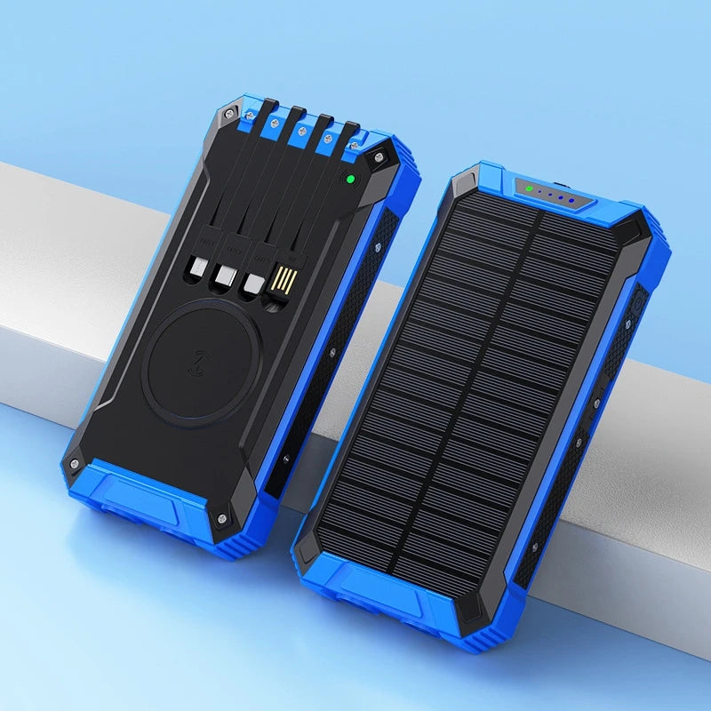 Solar Power Bank Wireless 200000mAh Large Capacity Fast Charging External Battery Outdoor Survival Emergency Equipment