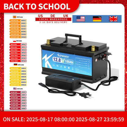 KEPWORTH 12V 100Ah LiFePO4 Battery Packs Grade A Cells Rechargeable For Outdoor / Home Storage Lithium Iron Phosphate Batteries