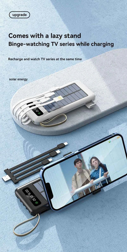 Solar Power Bank 50000mAh Fast Charging Dual USB LED