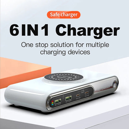 New 72W Multifunction Charger Wireless Charger 4-Port PD+QC USB Type-C Quick Charger Home Travel Office Convenient