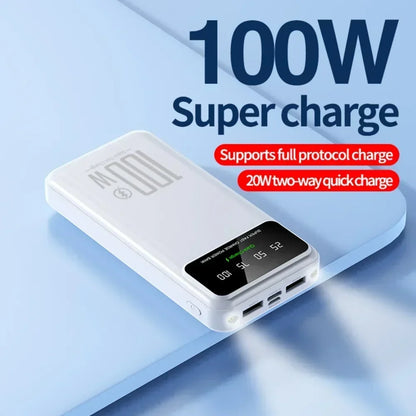 New Portable 100W Super Fast Charging Power Bank 30000mAh Large Capacity with LED Ligh Digital Display for IPhone Xiaomi Huawei