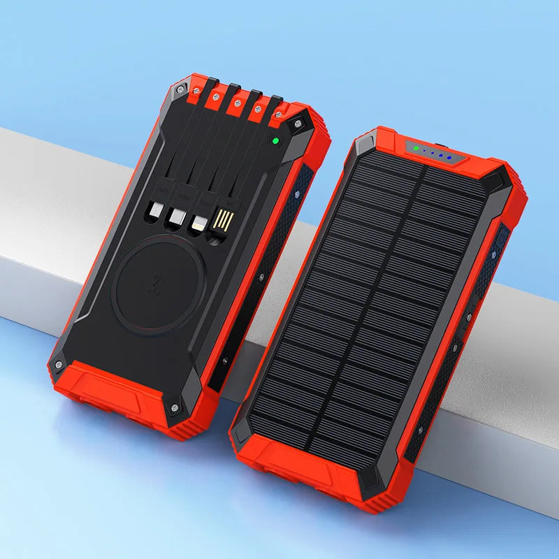 Solar Power Bank Wireless 200000mAh Large Capacity Fast Charging External Battery Outdoor Survival Emergency Equipment