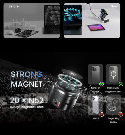 65W GaN USB Type C Wireless Charger Station 5 In 1 USB C PD3 0 QC3 0 For Mackook iPad iPhone 16 AirPods iWatch Wireless Charger