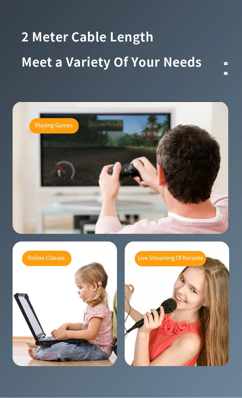 Wired Earphones Half In Ear Type 3.5mm Dual Plug Gaming Headset HiFi Bass Stereo Curved HD Earbuds For Laptops Mobile Phones