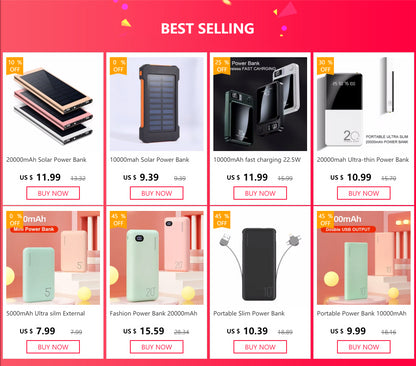 Powerbank Charger Power 12000mah Bank Lowest 18650 External bank bateria Portable Slim Backup Battery Ultra