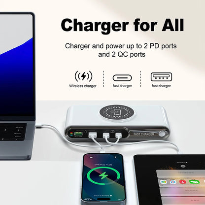 New 72W Multifunction Charger Wireless Charger 4-Port PD+QC USB Type-C Quick Charger Home Travel Office Convenient