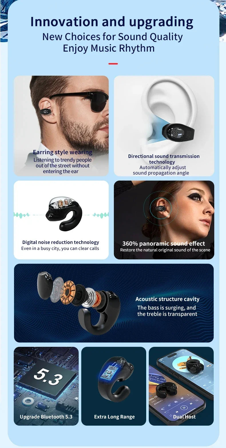 Wireless Headphones Bluetooth 5.3 Earphones With Mic Single in-Ear Sports Waterproof TWS Earbuds Bluetooth Handsfree Headset