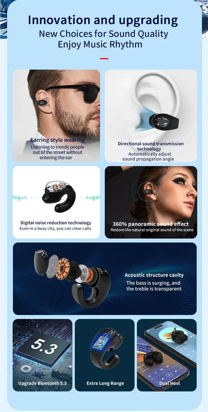 Wireless Headphones Bluetooth 5.3 Earphones With Mic Single in-Ear Sports Waterproof TWS Earbuds Bluetooth Handsfree Headset