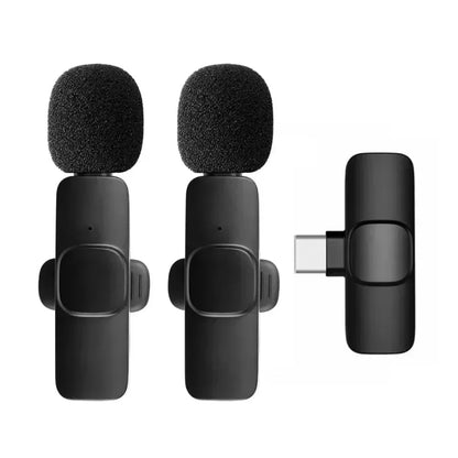 Portable Wireless Lavalier Microphone Audio Video Recording Mini Mic For iPhone Android Live Broadcast Gaming Phone With Receive